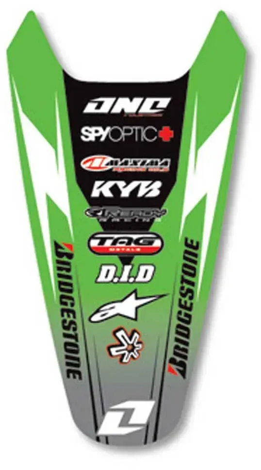 One Industries Kawasaki Kx250f 04-05 Rear Fender Grafik-kit - Green / Black / Grey - One Size