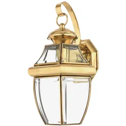 Außenleuchte Laterne Wandlampe Messing Glas H 35,6cm Klassisch Hoflampe Veranda