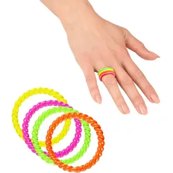 Schrille Neon Ringe im Set - OS