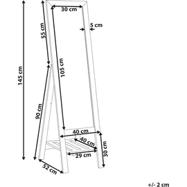 Beliani Standspiegel mit Rahmen Regal Holz Hellbraun