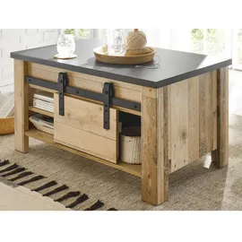 furn.design Couchtisch "Stove" in Used Wood Wohnzimmer Tisch mit Stauraum 93 x 60 cm, - Naturbelassen, Dunkelgrau