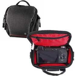 Hama Kameratasche Kamera-Tasche Sambia 80 Foto-Tasche Universal, Case Schultergurt Tragegriff Zubehör-Fächer Systemkamera Digitalkamera grau