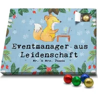 Mr. & Mrs. Panda Schoko Adventskalender Eventmanager Leidenschaft - Blau Pastell - Geschenk, Veranstalter, Mitarbeiter, Schokoladen Adventskalender... - Blau