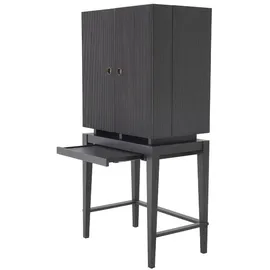 Casa Padrino Luxus Weinschrank Anthrazitgrau / Bronze 82,5 x 51 x H. 168 cm - Mahagoni Barschrank mit 2 Türen - Barmöbel - Luxus Qualität