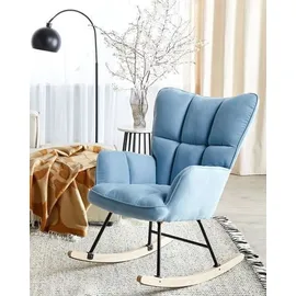 Beliani Schaukelsessel Oulu Polyester 71 x 108 x 83 cm Blau/Schwarz/Braun