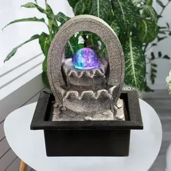 RGB LED Zimmer Tisch Brunnen Farbwechsel Lampe Wohn Raum Dekoration grau Globo 93020