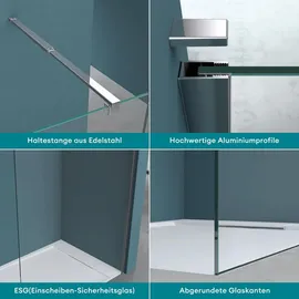 mai & mai Duschwand Walk-In-Dusche 120 x 200 cm ESG-Sicherheitsglas NANO BRAM3 Bremen2K