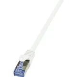 Logilink CQ4101S RJ45 Patchkabel CAT 6a S/FTP Weiß vergoldete Steckkontakte, Flammwidrig, mit Rastnasenschutz 1St.