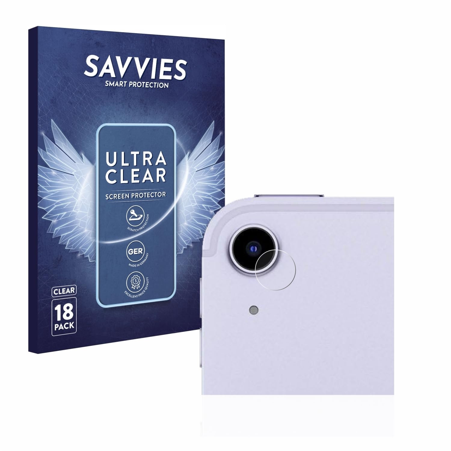 Savvies 18 Stück Schutzfolie für Apple iPad Air 5 WiFi 2022 (NUR Kameraschutz, 5. Gen.) Displayschutz-Folie Ultra-Transparent