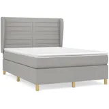 vidaXL Boxspringbett mit Matratze Hellgrau 140x200 cm Stoff1376606