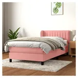 Lattenrost mit Matratze, Rosa, 90 x 190 cm, Velours, Plattform, mit Lattenhalter, einfache Montage, für Schlafzimmer, Erwachsene