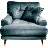 trends by hg Loungesessel TRENDS BY HG "TOKIO", blau, B:100cm H:88cm T:100cm, 100% Polyester, Sessel, in Microfaser mit hochwertigem Holz/Metallfuß