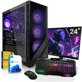 SYSTEMTREFF Gaming Komplett PC - Ryzen 5 5600G - AMD RX Vega - 8GB 3 - 256GB SSD +  - 24 Zoll TFT - Windows 11 Pro - Desktop