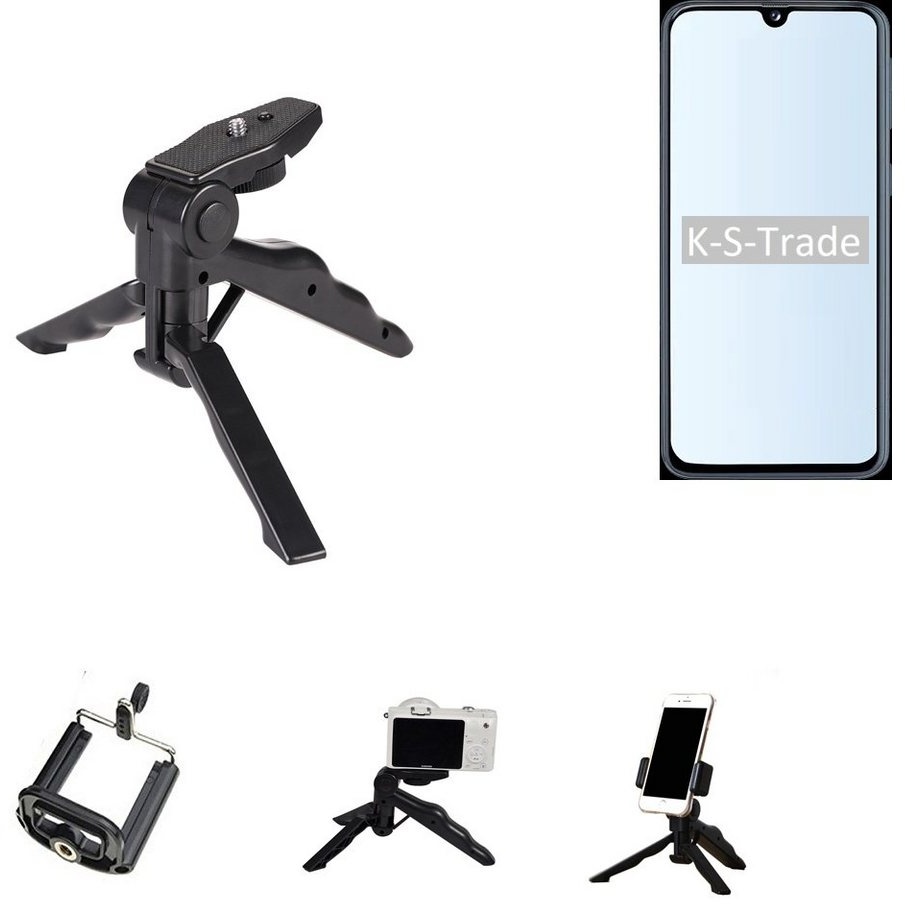 K-S-Trade für Samsung Galaxy A40 Smartphone-Halterung, (Stativ Tisch-Ständer Dreibein Handy-Stativ Ständer Mini-Stativ) schwarz