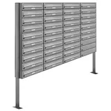 AL Briefkastensysteme 37 Fächer Premium Edelstahl Stand Briefkasten Anlage für Post A4 modern, robust, wetterfest, Artikelnummer: 132V37S4