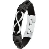 s.Oliver Infinity Armband Leder Edelstahl schwarz 48892731-0 Größe 22 cm