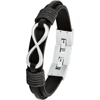 s.Oliver Infinity Armband Leder Edelstahl schwarz 48892731-0 Größe 22 cm