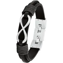 s.Oliver Infinity Armband Leder Edelstahl schwarz 48892731-0 Größe 22 cm