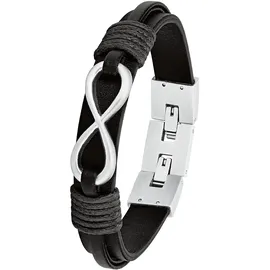 s.Oliver Infinity Armband Leder Edelstahl schwarz 48892731-0 Größe 22 cm