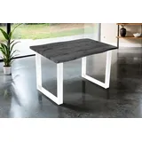 Esstisch 120x80 cm Baumkante Holz Grau-Optik U-Gestell Metall weiß JOSY - Grau
