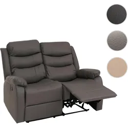 2er Kinosessel HWC-O62, Relaxsessel Fernsehsessel mit Armlehne, Liegefunktion Kunstleder ~ grau