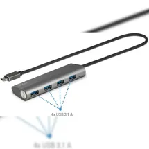 Renkforce 4 Port USB 3.1 Gen 1-Hub mit Aluminiumgehäuse Silber