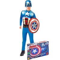 Generique - Captain America Lizenz Marvel-Kostüm für Kinder blau-rot-Weiss - 104/116 (5-6 Jahre)