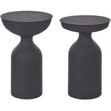 Beliani Beistelltisch 2er Set Metall Schwarz rund Wohnzimmertisch Couchtisch COTA/TENJO
