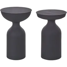 Beliani Beistelltisch 2er Set Metall Schwarz rund Wohnzimmertisch Couchtisch COTA/TENJO