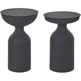 Beliani Beistelltisch 2er Set Metall Schwarz rund Wohnzimmertisch Couchtisch COTA/TENJO