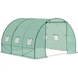Woltu Garten-Gewächshaus, Garten-Gewächshäuser, mit 1 Tür und 6 Fenstern, 300x300x200 cm, Robuste Stahlrohre, PE-Abdeckung 140g/m2, Grün
