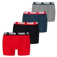 Puma Boxershort 4er Pack in Rot/Schwarz/Blau/Grau | Gr.: L