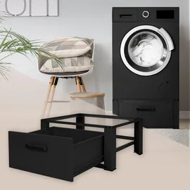 ML-Design Waschmaschinen Untergestell mit Schublade 63 x 54 cm Schwarz