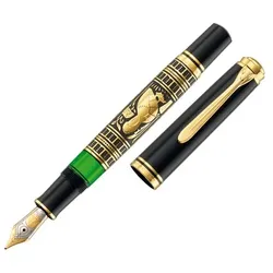 Pelikan Toledo 900, Schwarz, Gold, Grün, Integriertes Befüllsystem, Harz, Gold/Rhodium, Fettdruck, Beidhändig