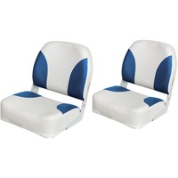 [pro.tec] Bootssitz Riccione 2er Set Kunstleder klappbar Blau/Weiß