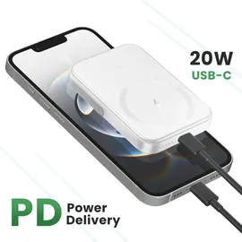 Akashi MagSafe-Powerbank 5000mAh MagSafe Weiß USB-C 20W, PD