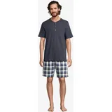 SCHIESSER Pyjama Night & Home Grau kariert / Blau 56