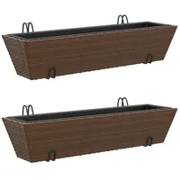 VidaXL Pflanzkübel mit Haken 2 Stk. Braun Poly Rattan