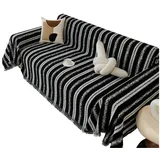 Refttenw Sofahusse Stretch-Sofabezug Jacquard Sofaüberwurf Rutschfest Abwaschbar schwarz