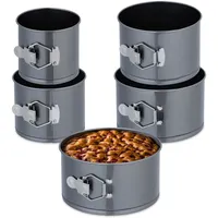 Relaxdays Springform Set 5-teilig, Ø 12, 14, 16, 18, 20 cm, Stahl, Antihaftbeschichtung, runde Backformen, anthrazit