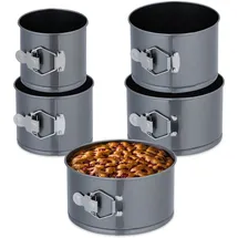 Relaxdays Springform Set 5-teilig, Ø 12, 14, 16, 18, 20 cm, Stahl, Antihaftbeschichtung, runde Backformen, anthrazit