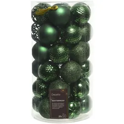 37 Weihnachtskugeln 6cm Kunststoff Christbaumkugeln Christbaumschmuck dunkelgrün