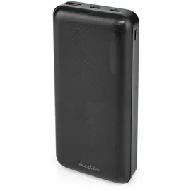 Nedis Powerbank - 20000 mAh - 2x 3.0 A - Anzahl der Ausgänge: 2 - Ausgangsanschluss: 1x USB-A / 1x USB-C - Eingangsverbindung: 1x Micro USB / 1x USB- (UPBKPD20000BK)