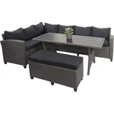 MCW Poly Rattan Garnitur MCW-E96, Garten-/Lounge-Set Sitzgruppe, Spun Poly halbrundes Rattan ~ grau, Kissen anthrazit