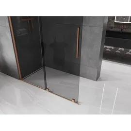 Mexen Velar Duschtrennwand Walk-in 160 x 200 cm, grafit 8 mm, gebürstetes Messing - 871-160-000-43-65