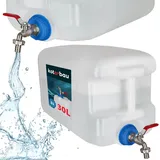 KOTARBAU® Wasserkanister 30l mit Hahn Kunststoff Wasserbehälter Weiß Kanister Wassertank Trinkwasserkanister Camping Wasserkanister Trinkwassertank Wasser Behälter