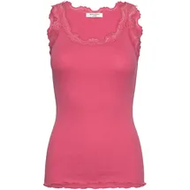 Rosemunde Spitzentop "Babette Silk Top mit Seide", Damen, Gr. XL, himbeere, Feinstrick, Obermaterial: 70% Seide, 30% Baumwolle, körpernah hüftbedeckend, Rundhals, Tops Spitzentop, Vintage-Spitzenbesatz, mit Rundhalsausschnitt, hoher Seidenanteil