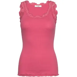 Rosemunde Spitzentop "Babette Silk Top mit Seide", Damen, Gr. XL, himbeere, Feinstrick, Obermaterial: 70% Seide, 30% Baumwolle, körpernah hüftbedeckend, Rundhals, Tops Spitzentop, Vintage-Spitzenbesatz, mit Rundhalsausschnitt, hoher Seidenanteil