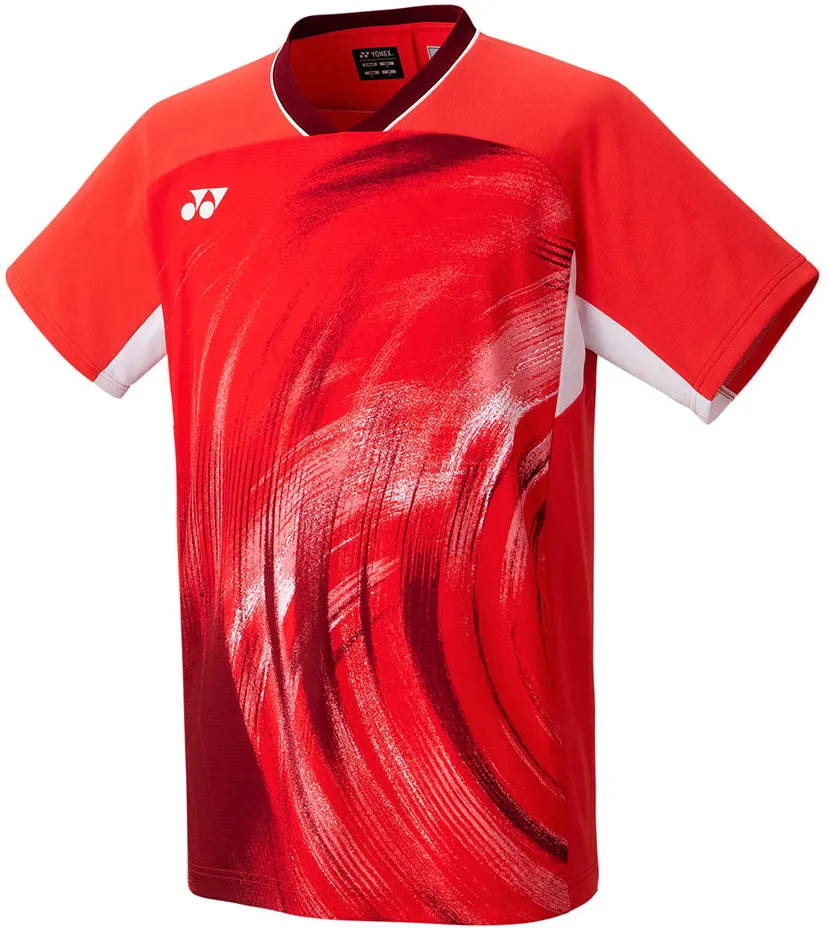 Yonex Badminton-Tshirt Crew Neck Tournament (offizielles Shirt der Nationalmannschaft) 2024 rot Herren