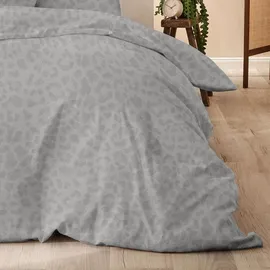 Hahn Haustextilien Biber Bettwäsche Leo 135 x 200 cm grau